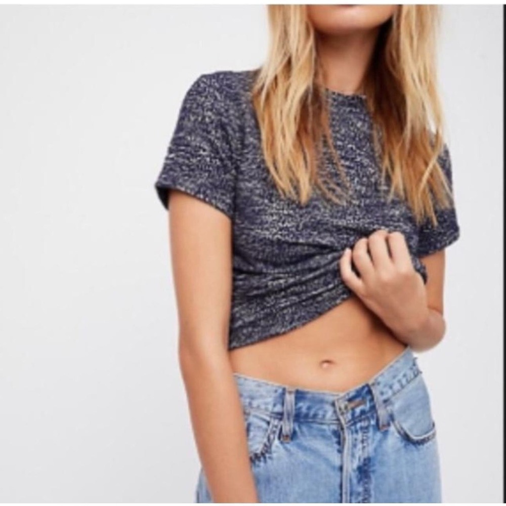 EUC Free People “Hannah” Fitted Short Sleeve Tee Mock Turtleneck Medium